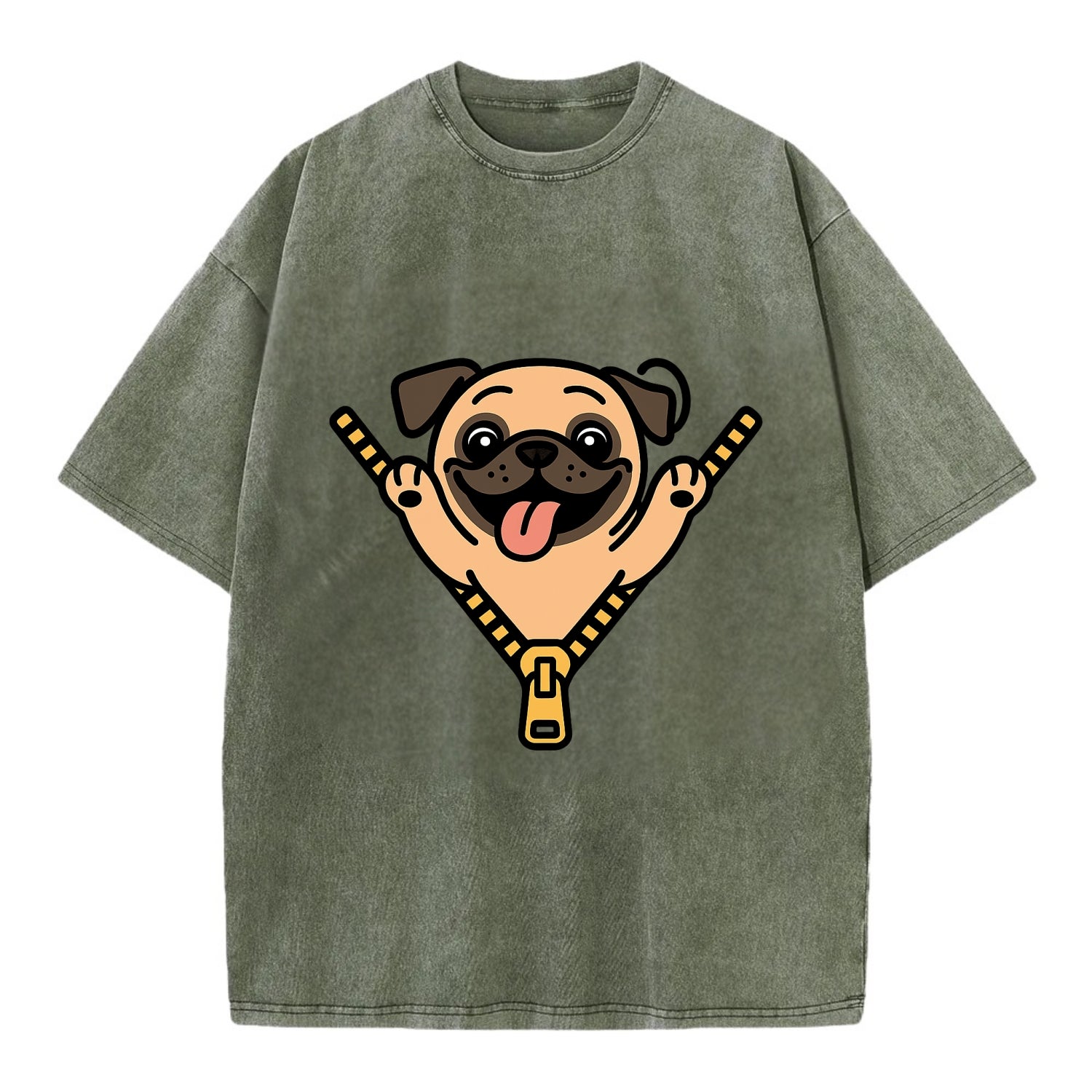 Pug - Vintage T-shirt - Army Green