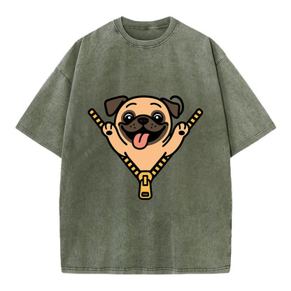 Pug - Vintage T-shirt - Army Green