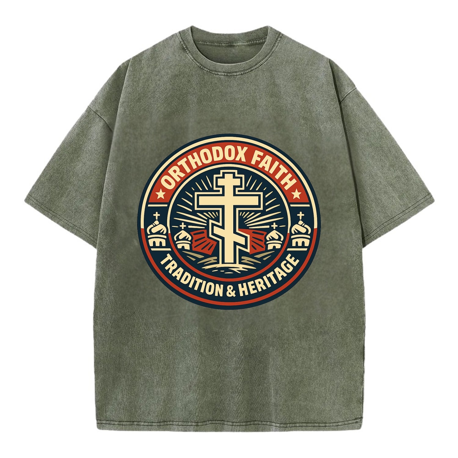 Faithful Heritage Emblem - Vintage T-shirt - Army Green