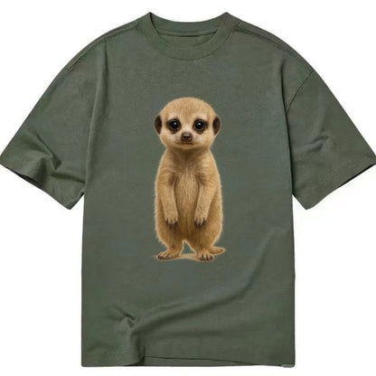 Baby Meerkat - tan fur, dark eye patches, alert stance, bright eyes, - Classic T-shirt - Army Green