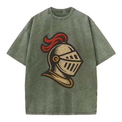 Knight Helmet  - Vintage T-shirt - Army Green