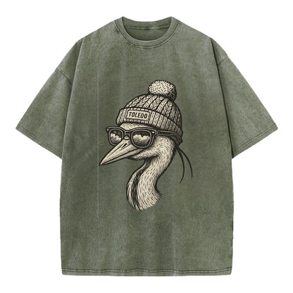 Toledo Great Blue Heron wearing Toledo b - Vintage T-shirt - Army Green