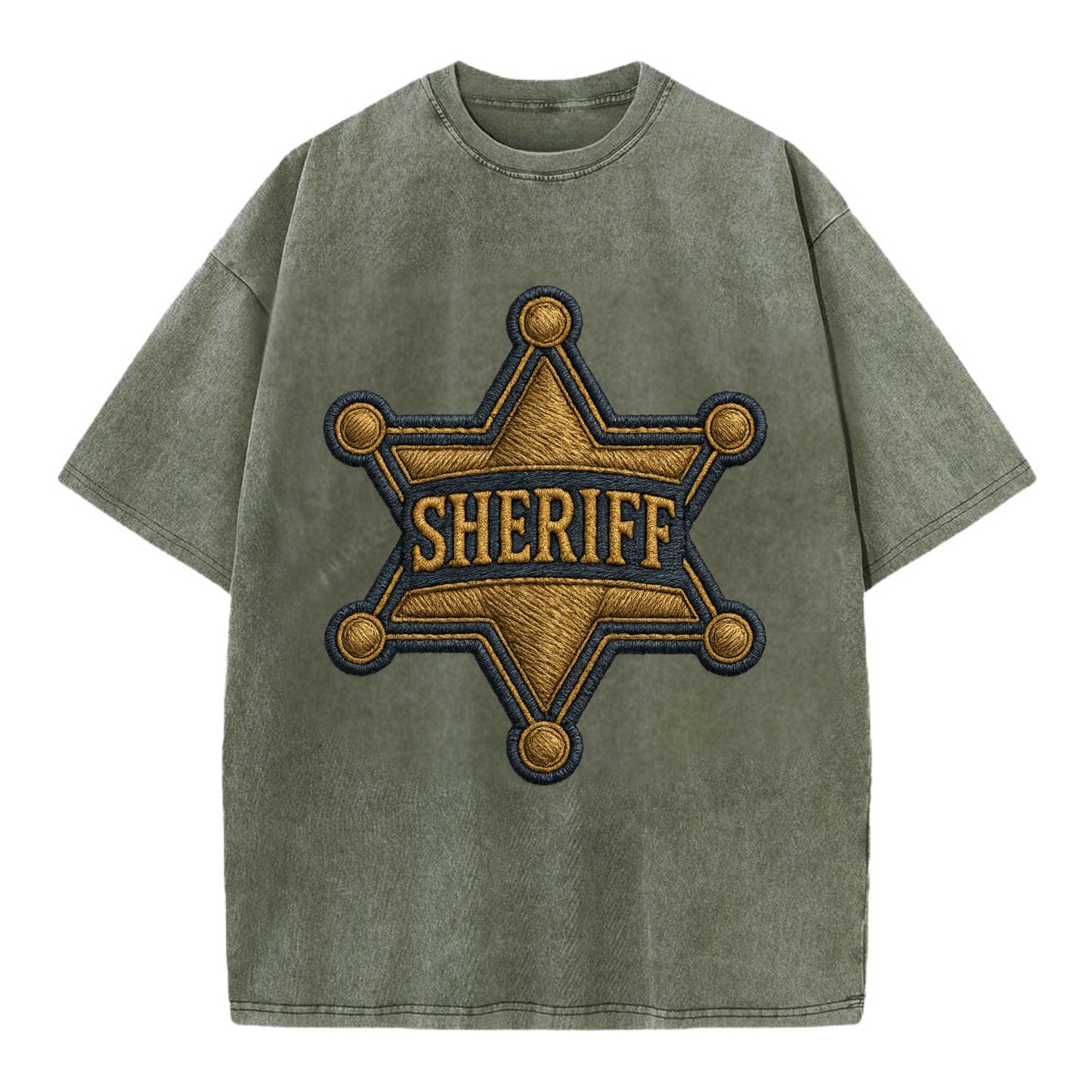 Sheriff Badge  - Vintage T-shirt - Army Green