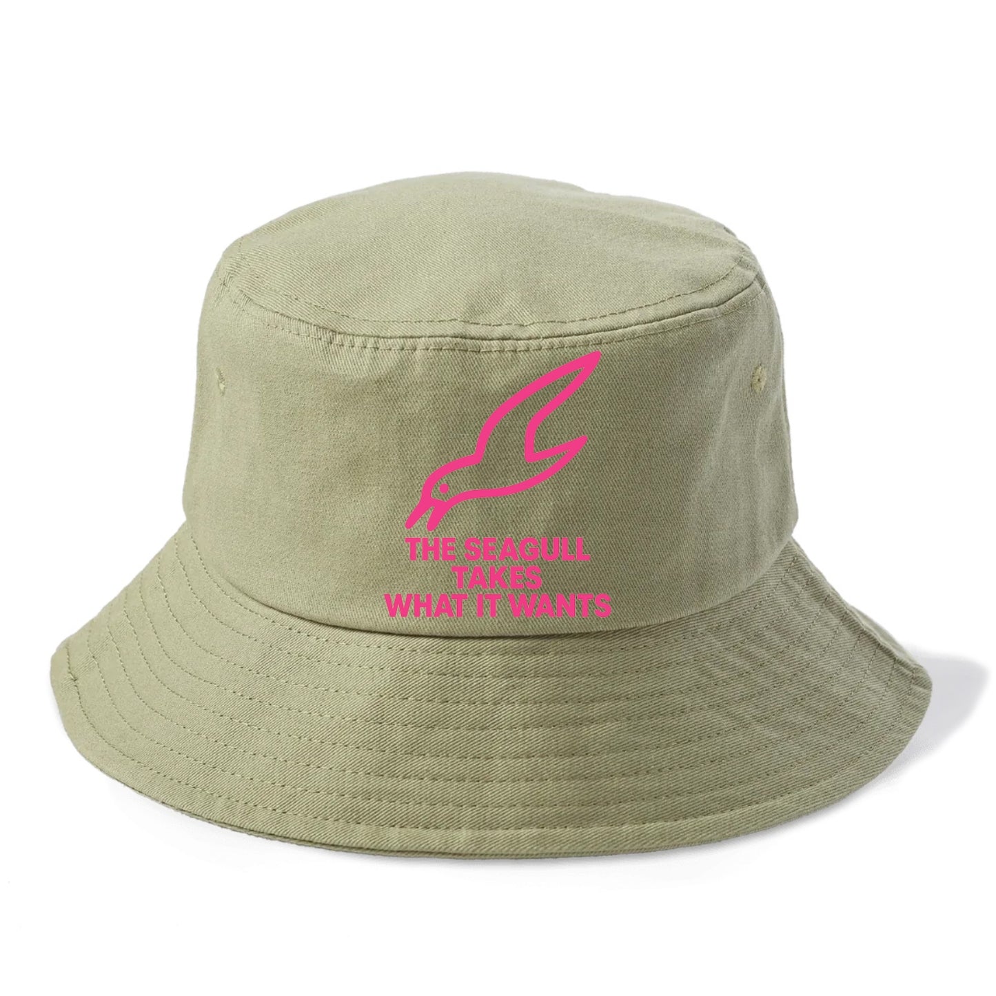 THE SEAGULL TAKES WHAT IT WANTS | Aggressive seagull diving down - Bucket Hat - Army Green