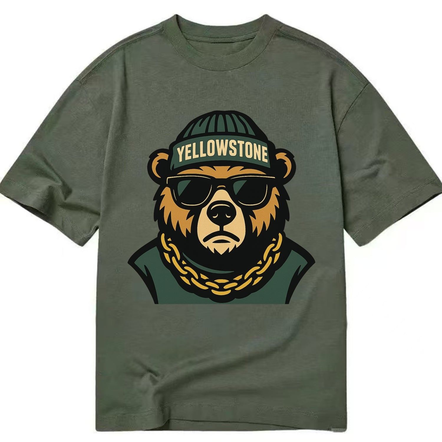 Yellowstone Bear - Classic T-shirt - Army Green