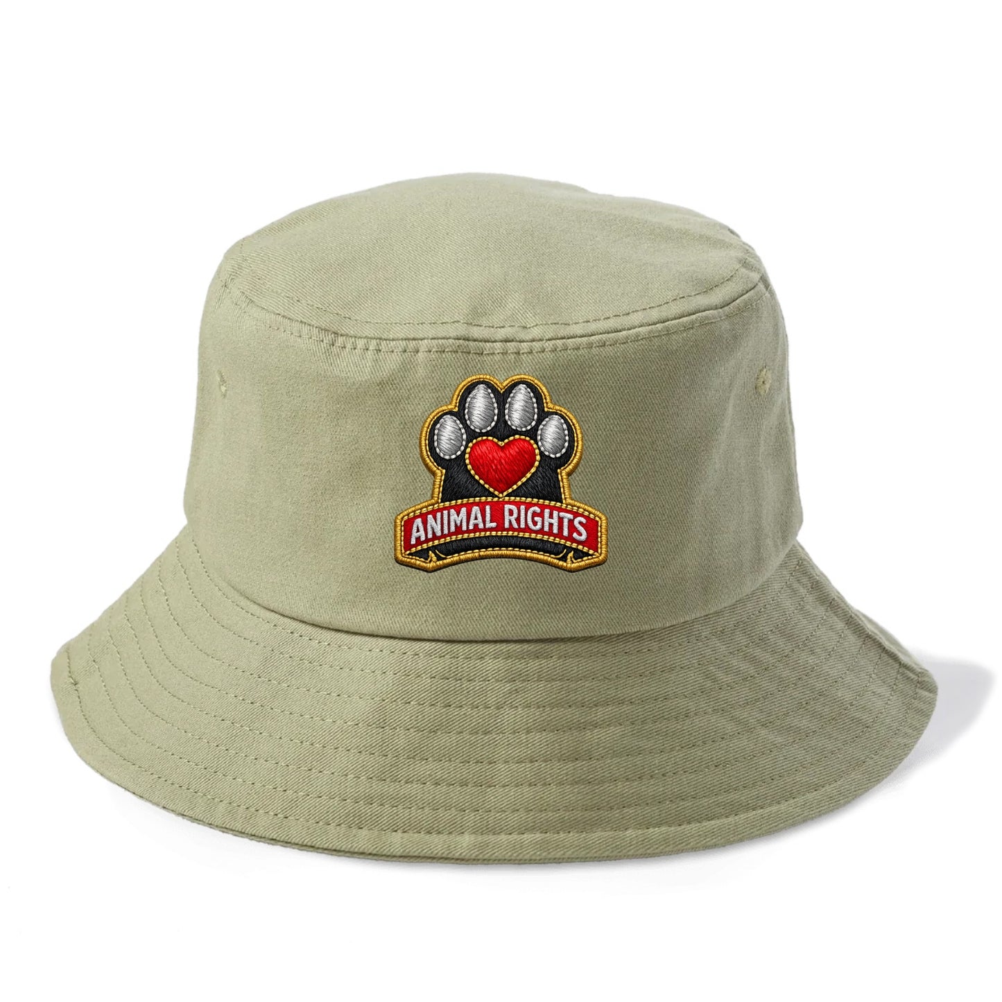 ANIMAL RIGHTS - raised paw with heart in red , advocacy - Bucket Hat - Army Green