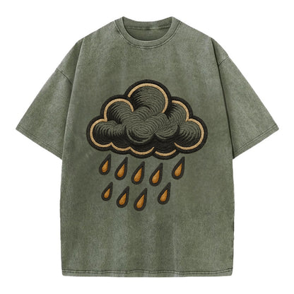Rain Cloud  - Vintage T-shirt - Army Green