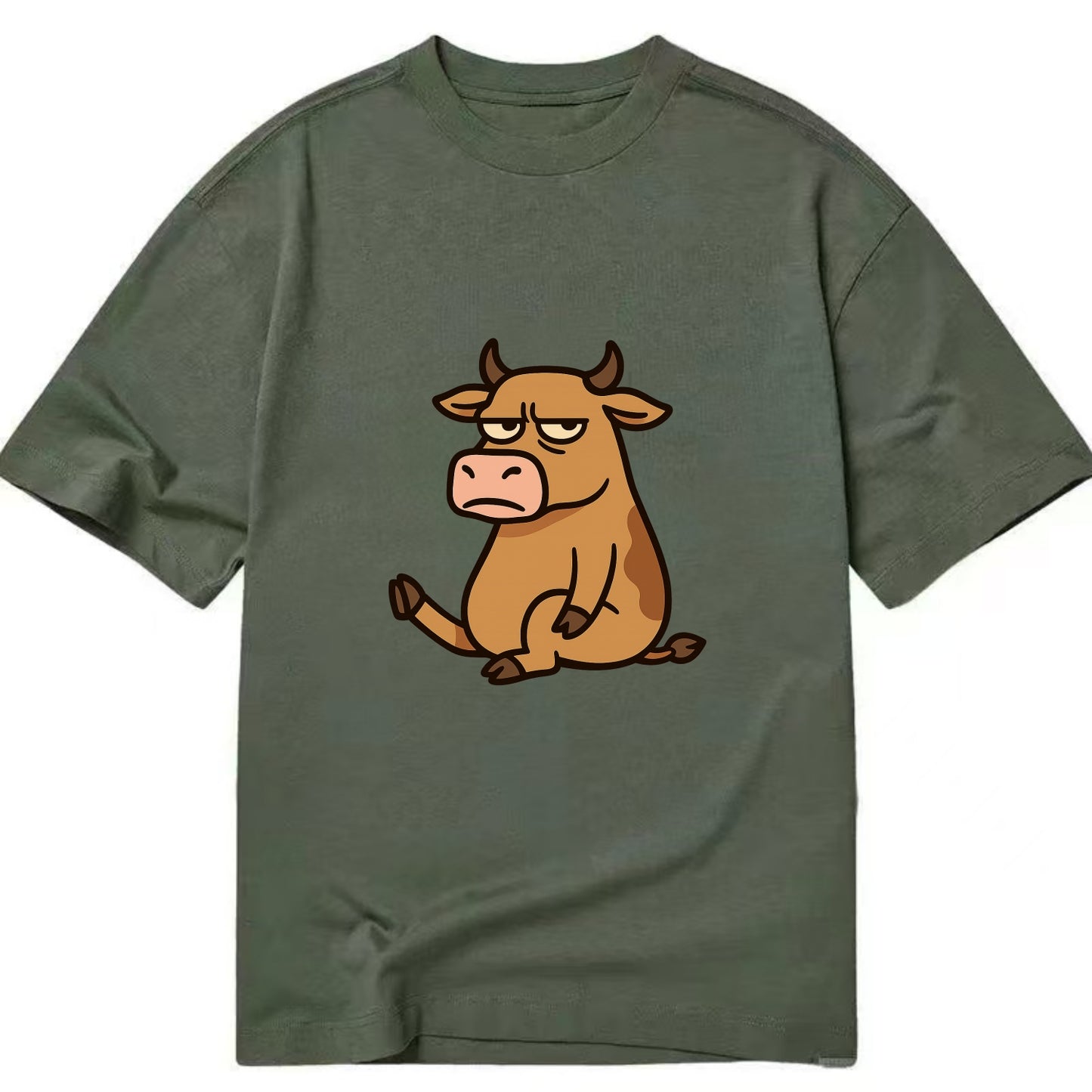 The Cow Judging Silently - Classic T-shirt - Army Green