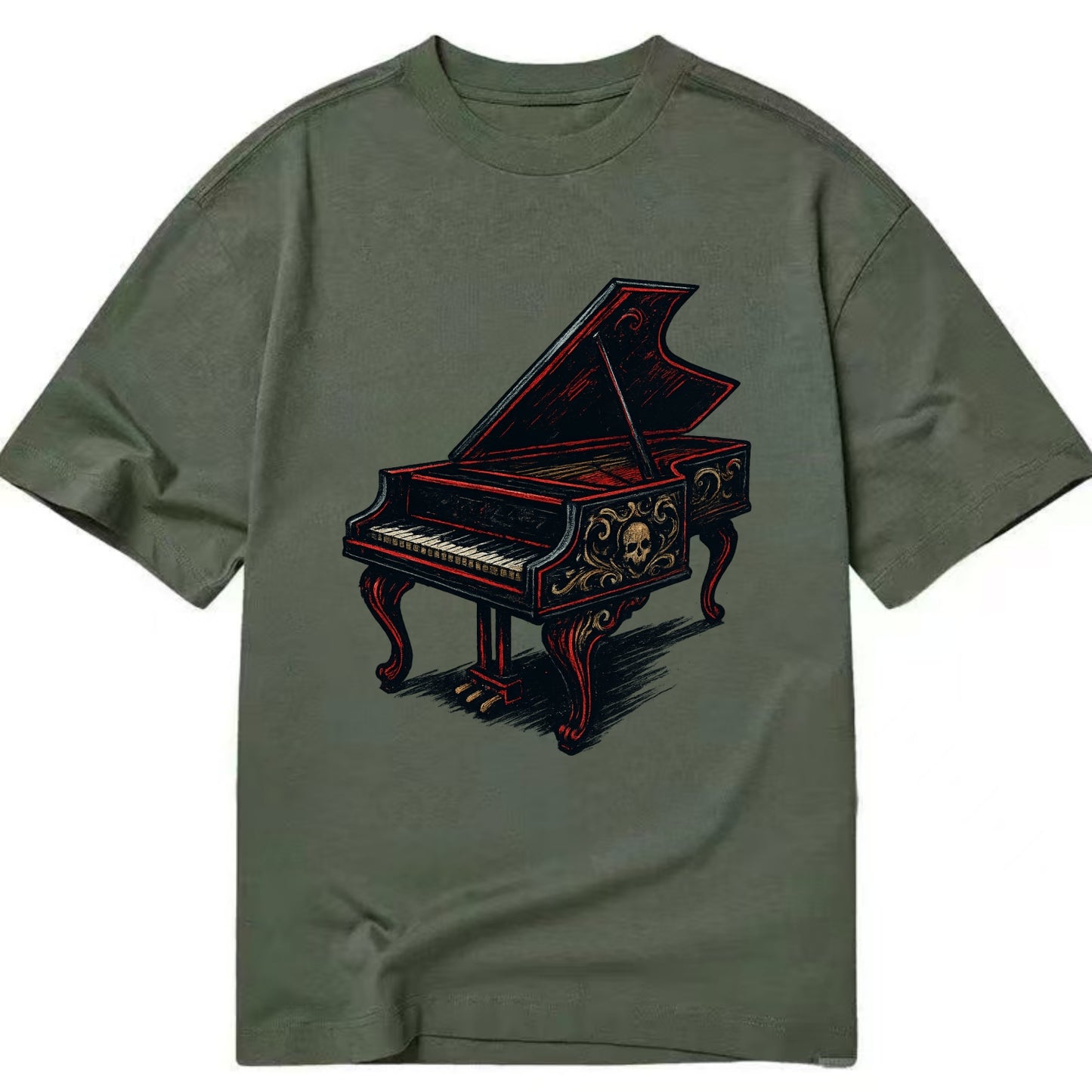 Harpsichord with baroque decorative styling - Classic T-shirt - Army Green