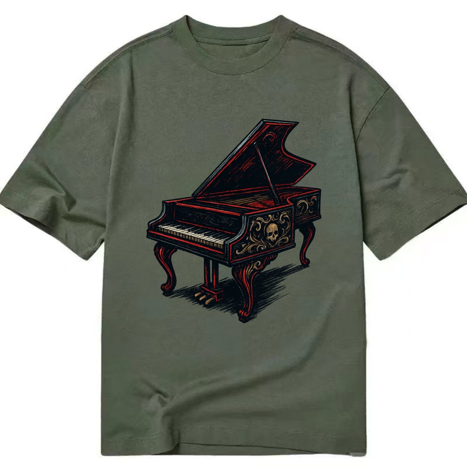 Harpsichord with baroque decorative styling - Classic T-shirt - Army Green