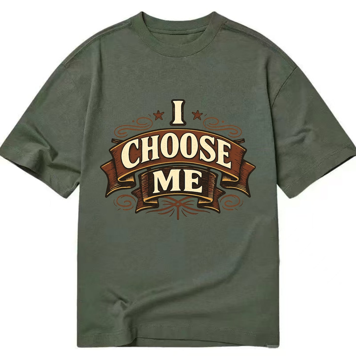 Bold typography design - "I CHOOSE ME" - self-priority, self-selection - Classic T-shirt - Army Green