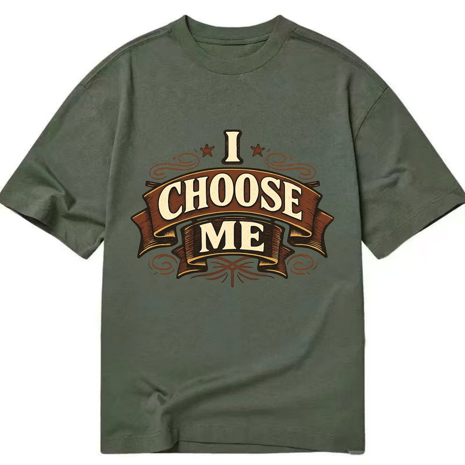 Bold typography design - "I CHOOSE ME" - self-priority, self-selection - Classic T-shirt - Army Green