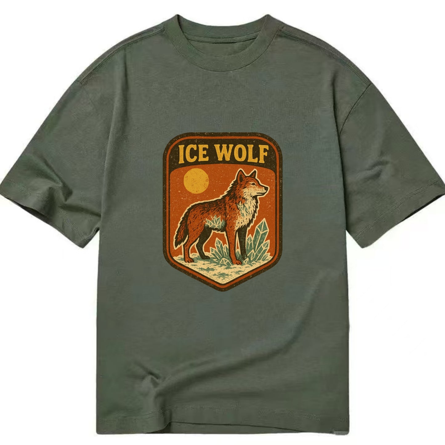 Ice Wolf Crystal  - Classic T-shirt - Army Green