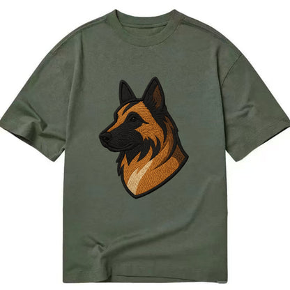 Belgian Tervuren - Fawn with black overlay embroidered design - Classic T-shirt - Army Green