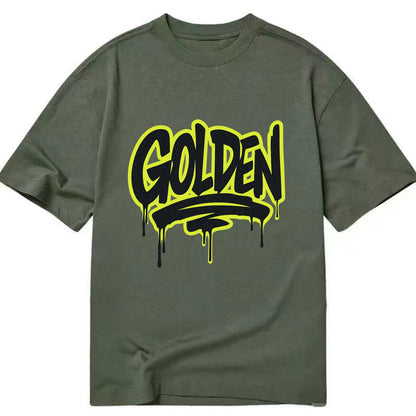 Bold typography design - "GOLDEN" - precious, valuable, excellent - Classic T-shirt - Army Green