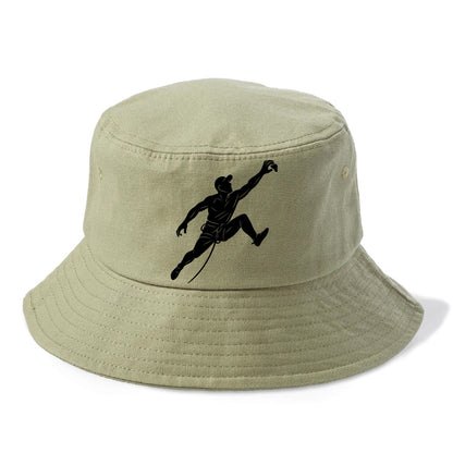 Rock wall climber reaching hold - Bucket Hat - Army Green