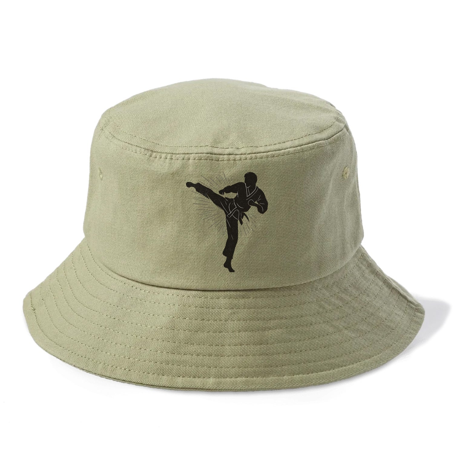 Taekwondo athlete spinning heel kick - Bucket Hat - Army Green