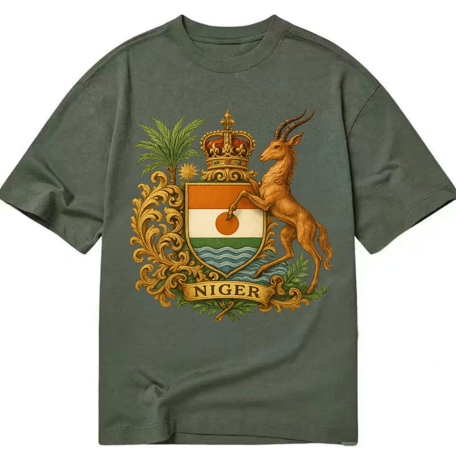 Niger Heritage Badge  - Classic T-shirt - Army Green