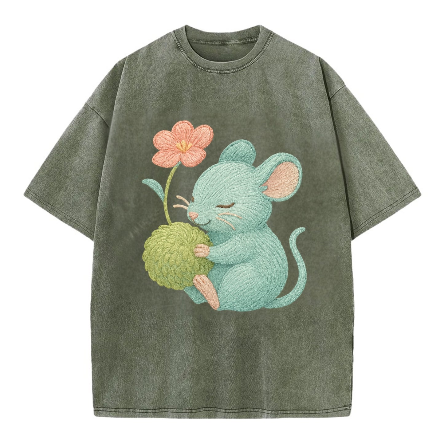 Mint Mouse - Vintage T-shirt - Army Green