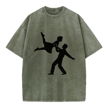 Swing dancers aerial lift - Vintage T-shirt - Army Green