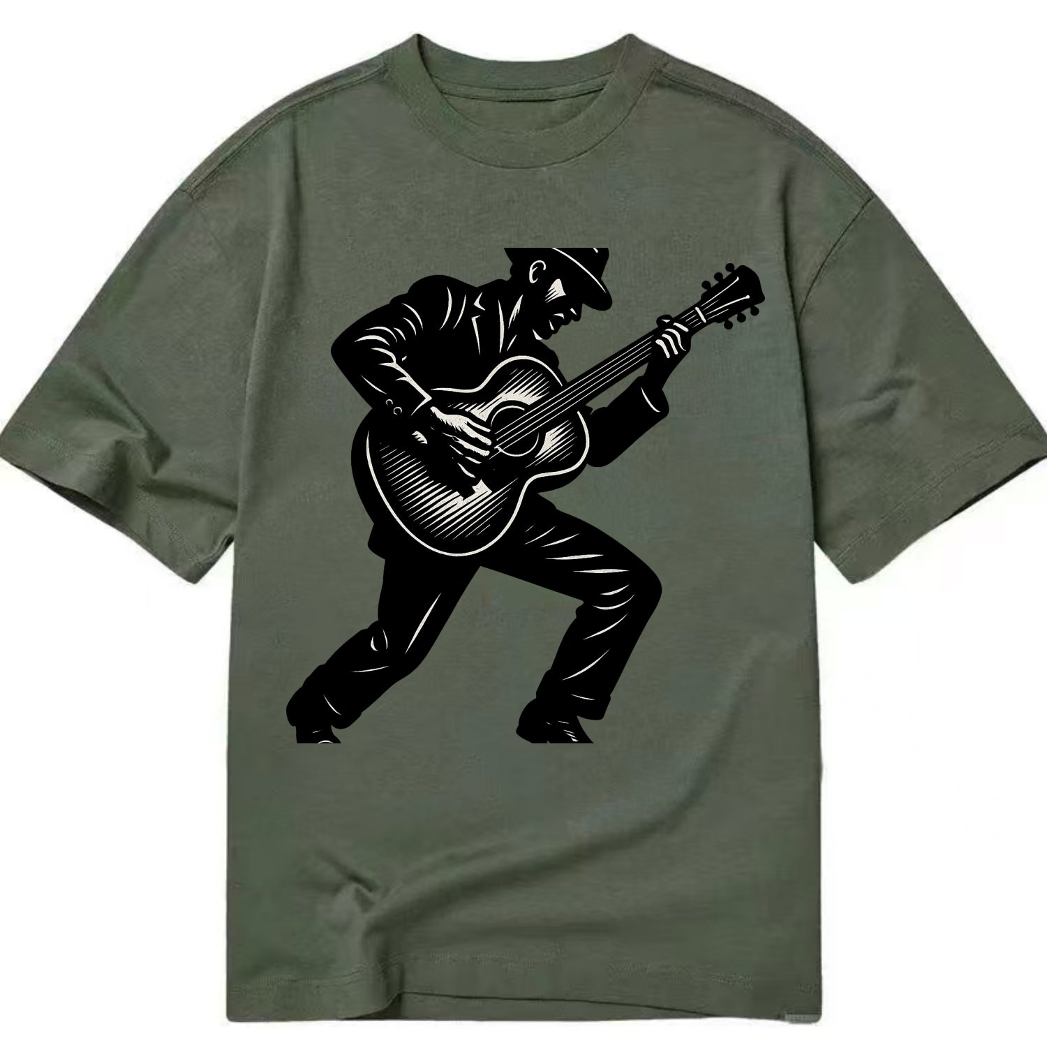 Guitarist playing acoustic guitar - Classic T-shirt - Army Green