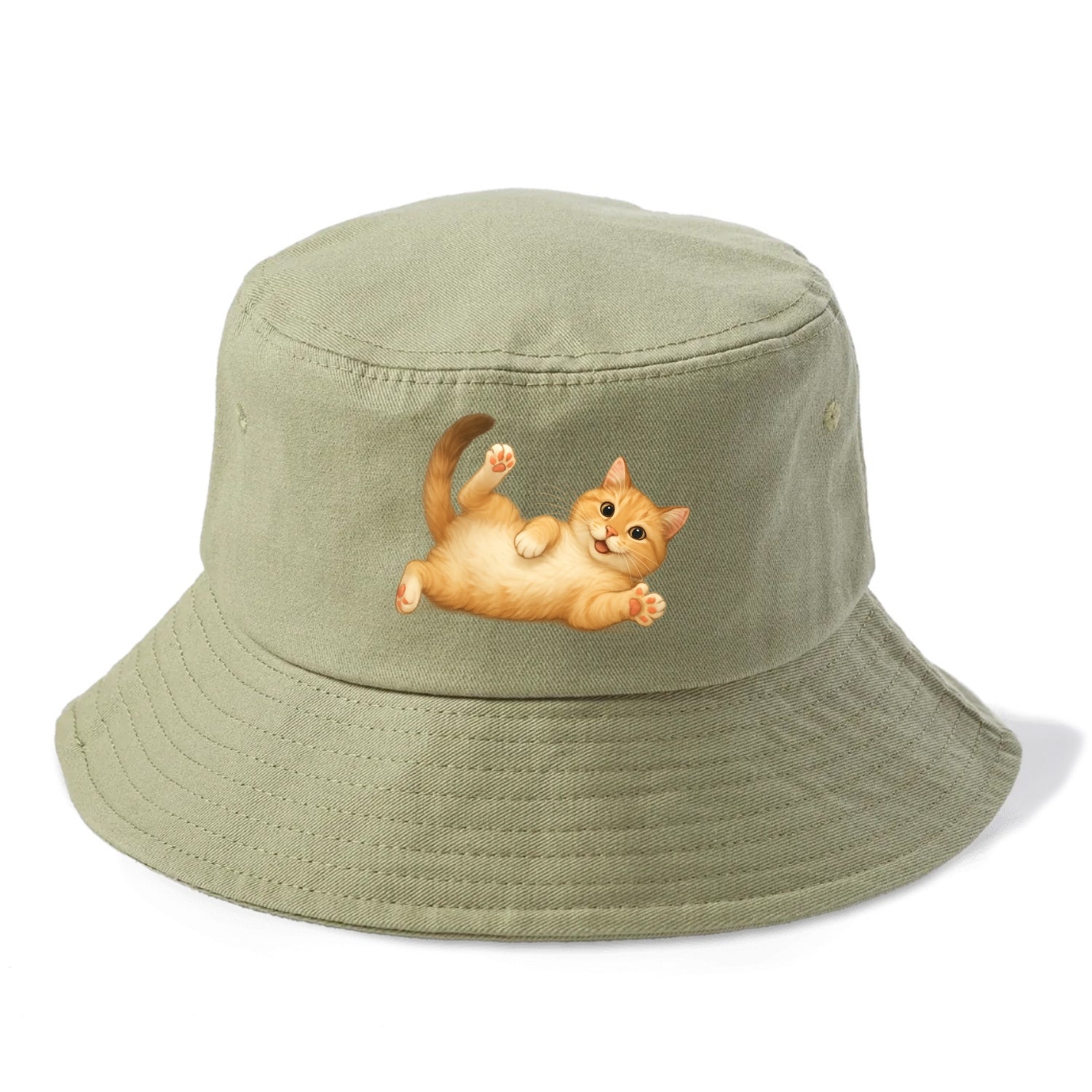 Therapy Cat  - Bucket Hat - Army Green