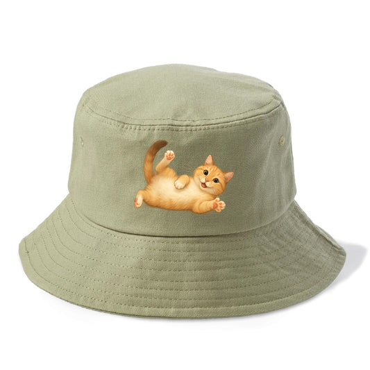 Therapy Cat  - Bucket Hat - Army Green
