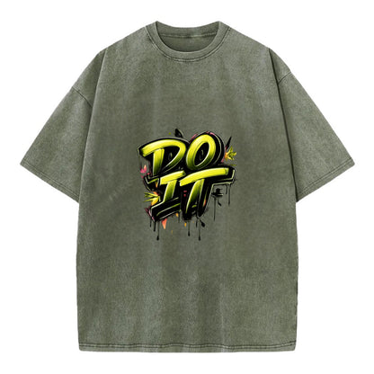 Bold typography design - "DO IT" - just do it, stop waiting - Vintage T-shirt - Army Green