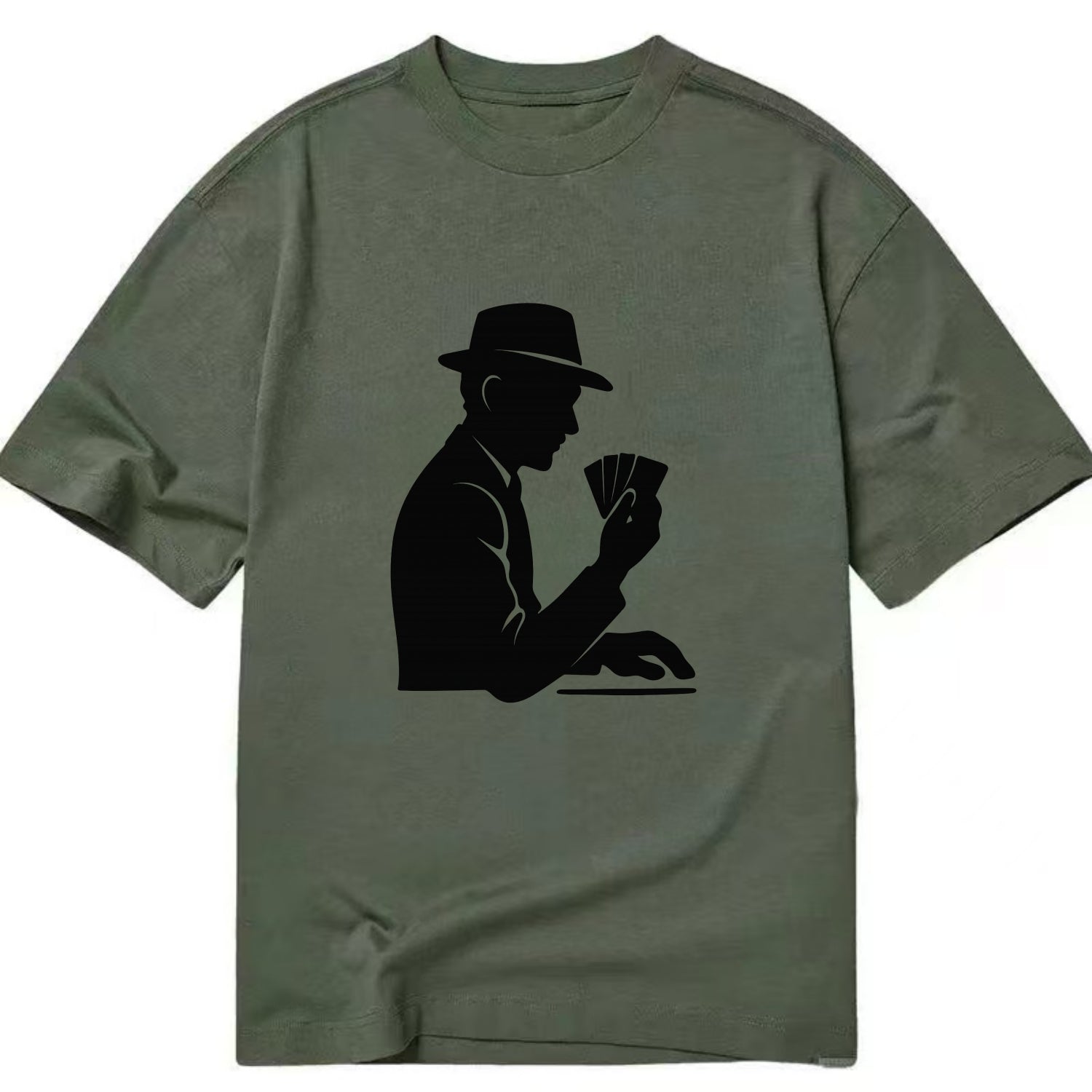 Poker player with cards close - Classic T-shirt - Army Green