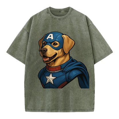 Labrador Patriotic Hero  - Vintage T-shirt - Army Green