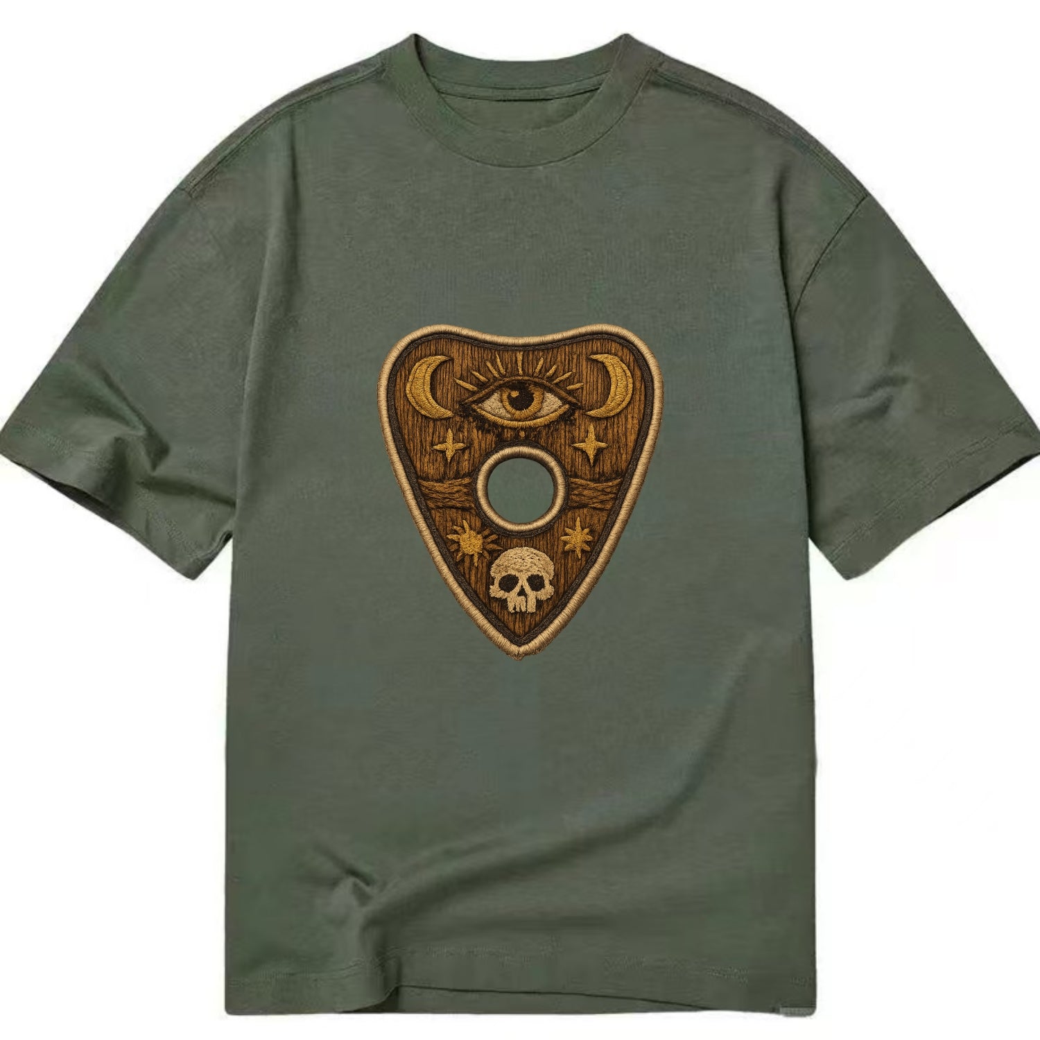 OUIJA PLANCHETTE - spirit board pointer in wood and gold , seance - Classic T-shirt - Army Green