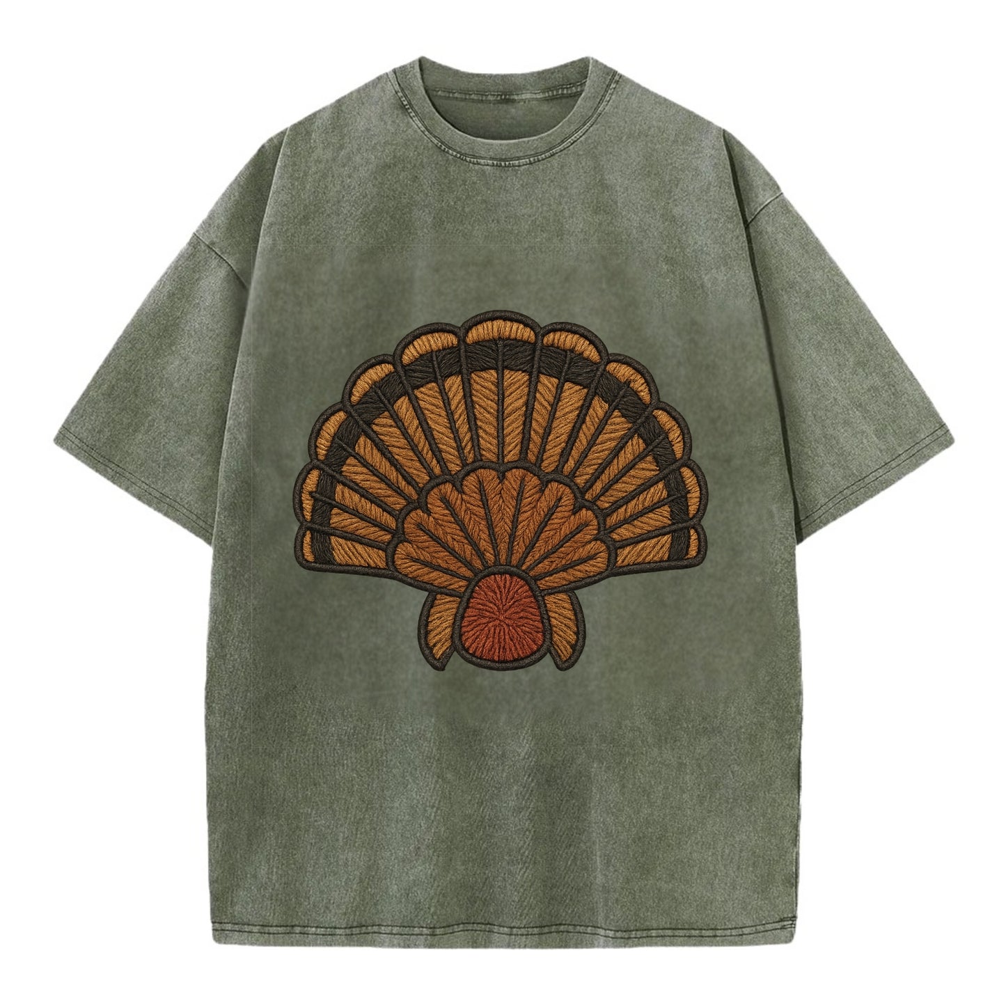 Turkey Feather  - Vintage T-shirt - Army Green