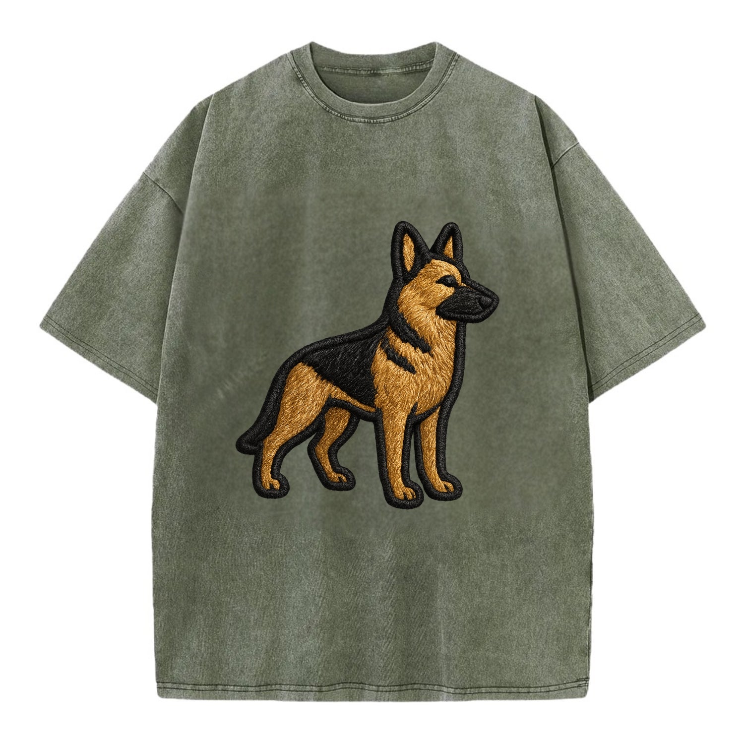 German Shepherd - Trendy minimal silhoue - Vintage T-shirt - Army Green
