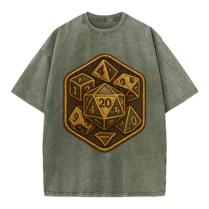 Dice set for tabletop gaming - RPG enthusiast - Vintage T-shirt - Army Green