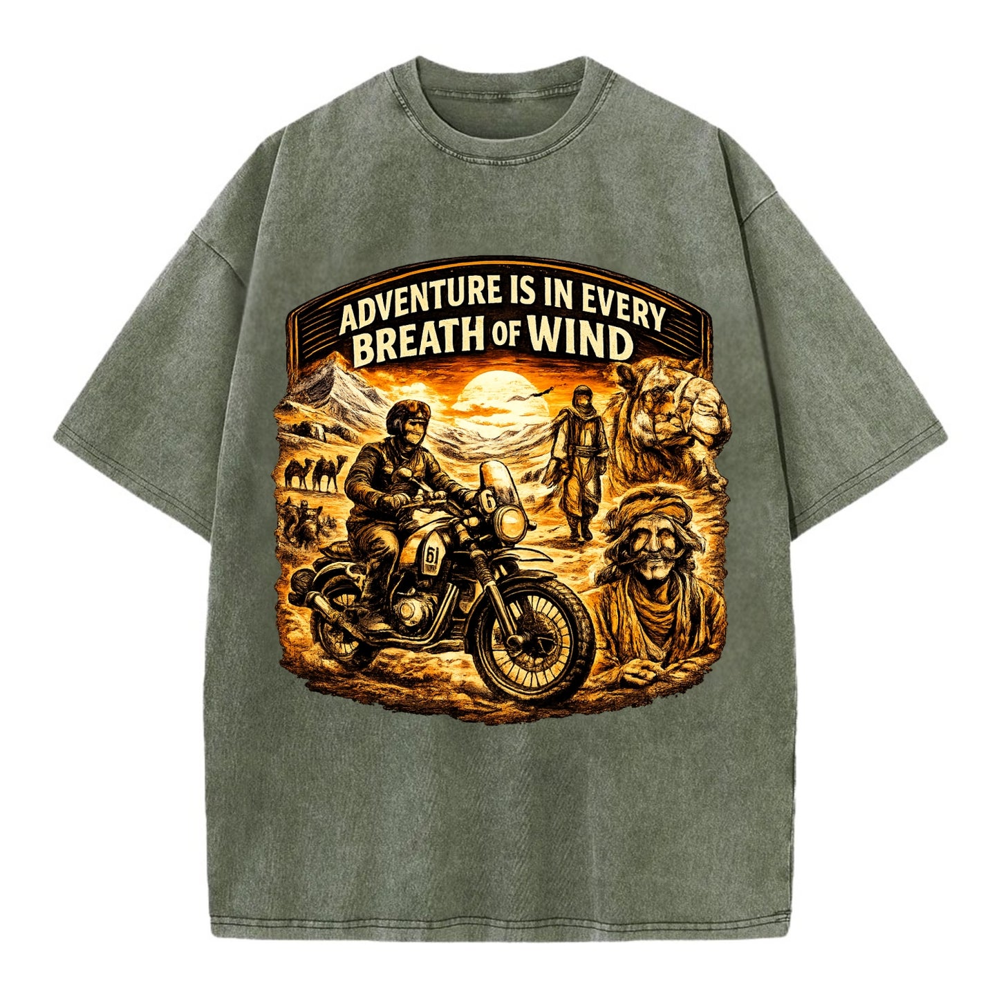 Adventure Vintage Rides - Vintage T-shirt - Army Green