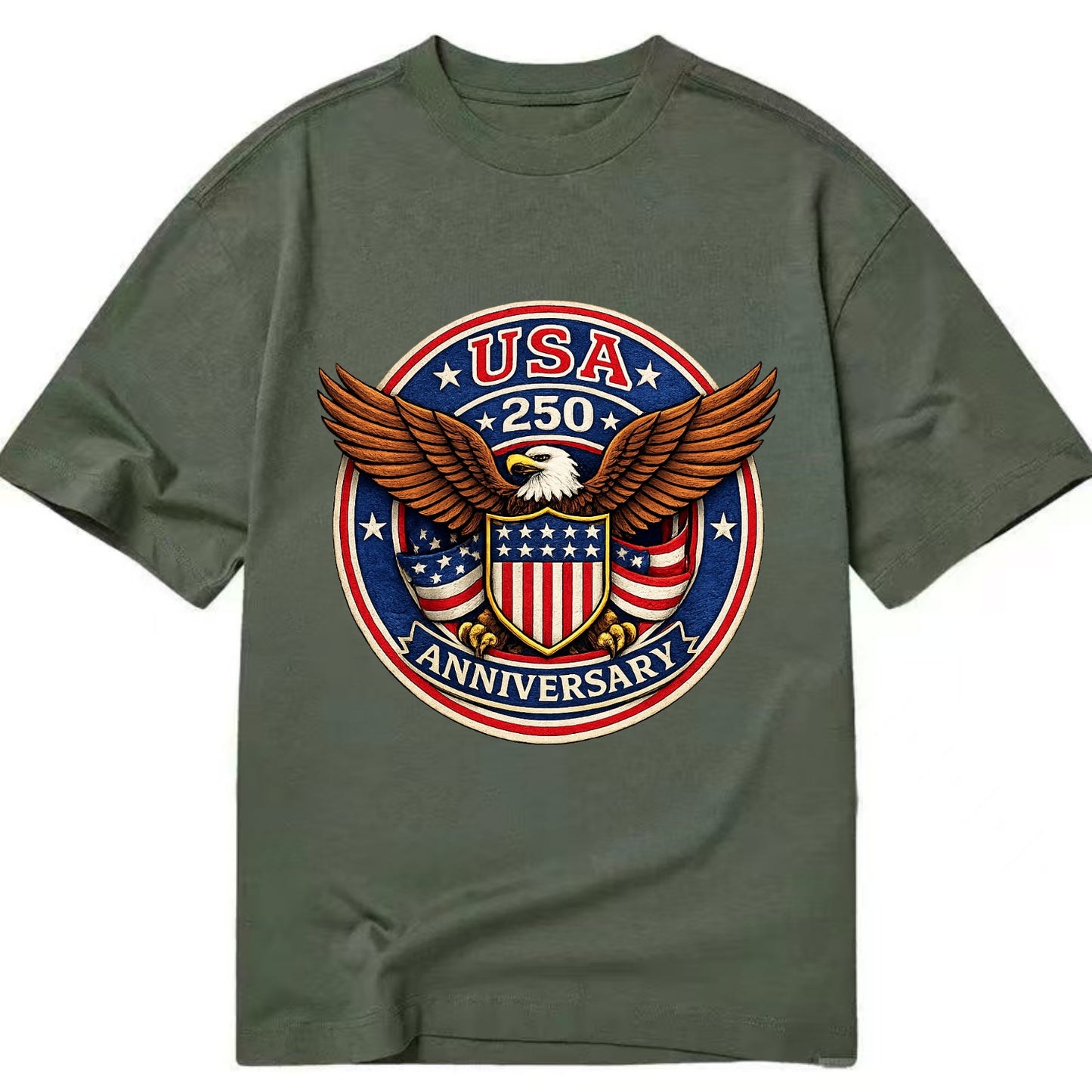 Usa 250 Anniversary Eagle Shield Emblem - Classic T-shirt - Army Green