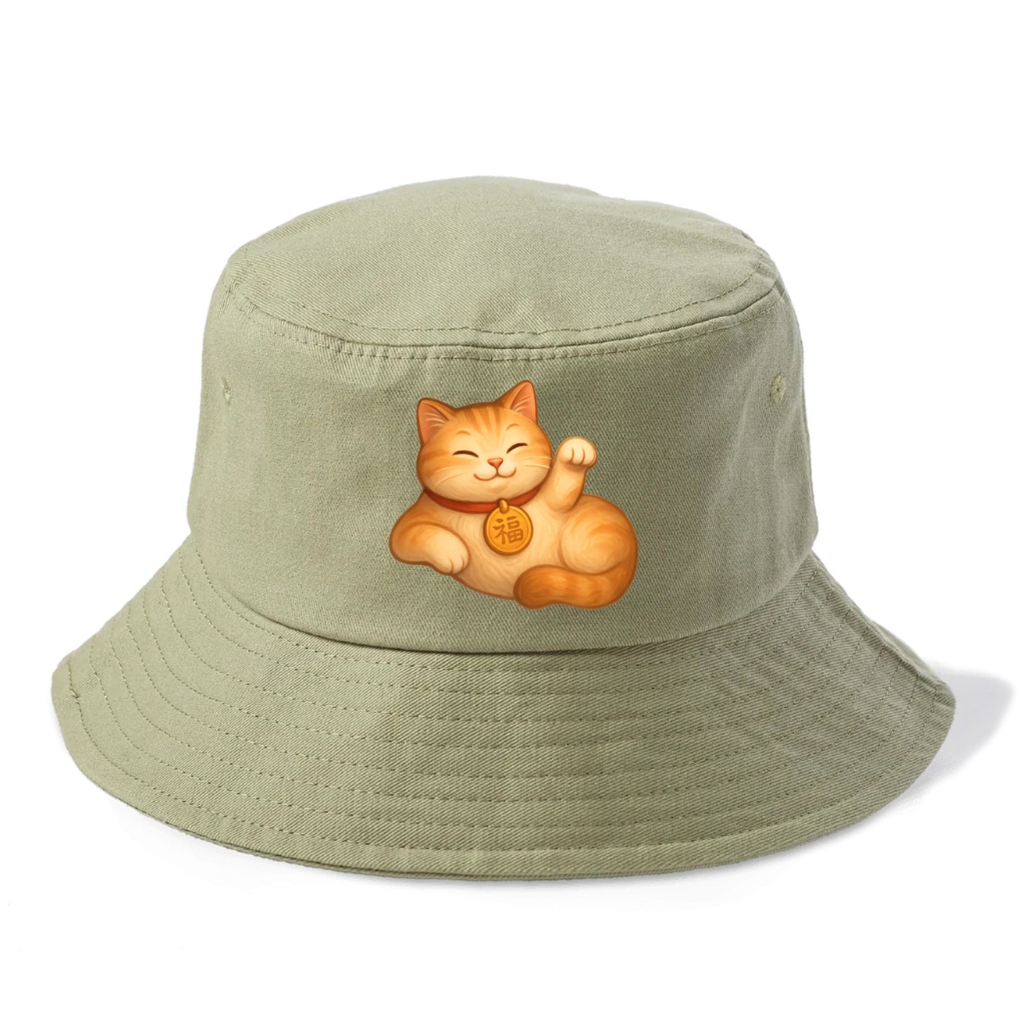 Maneki Neko Pose - Bucket Hat - Army Green