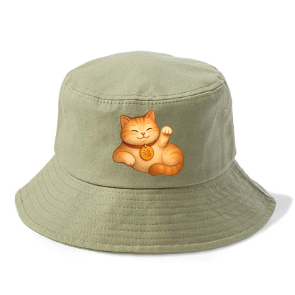 Maneki Neko Pose - Bucket Hat - Army Green