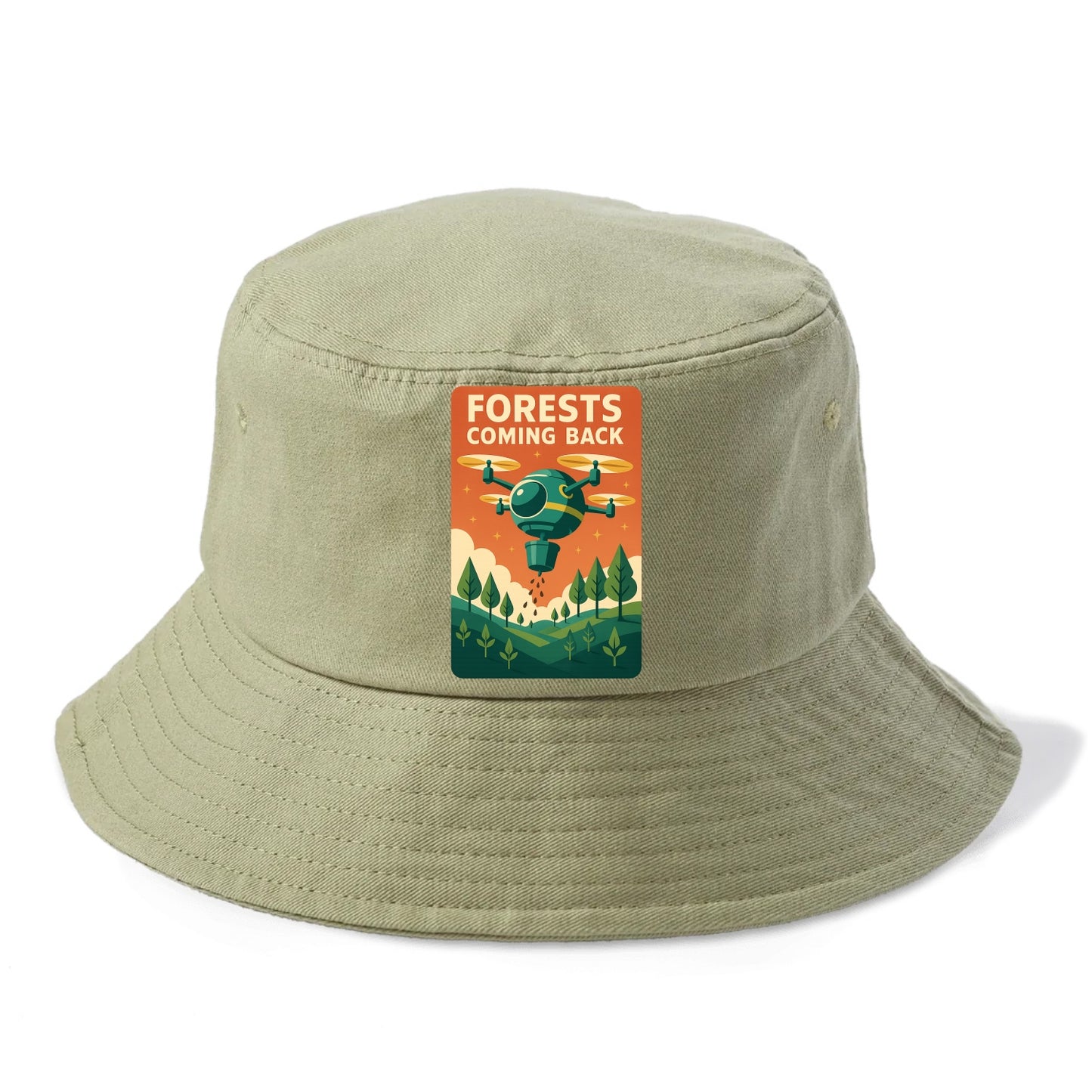 Reforestation drone planting millions of trees - "Forests Coming Back" - nature - Bucket Hat - Army Green