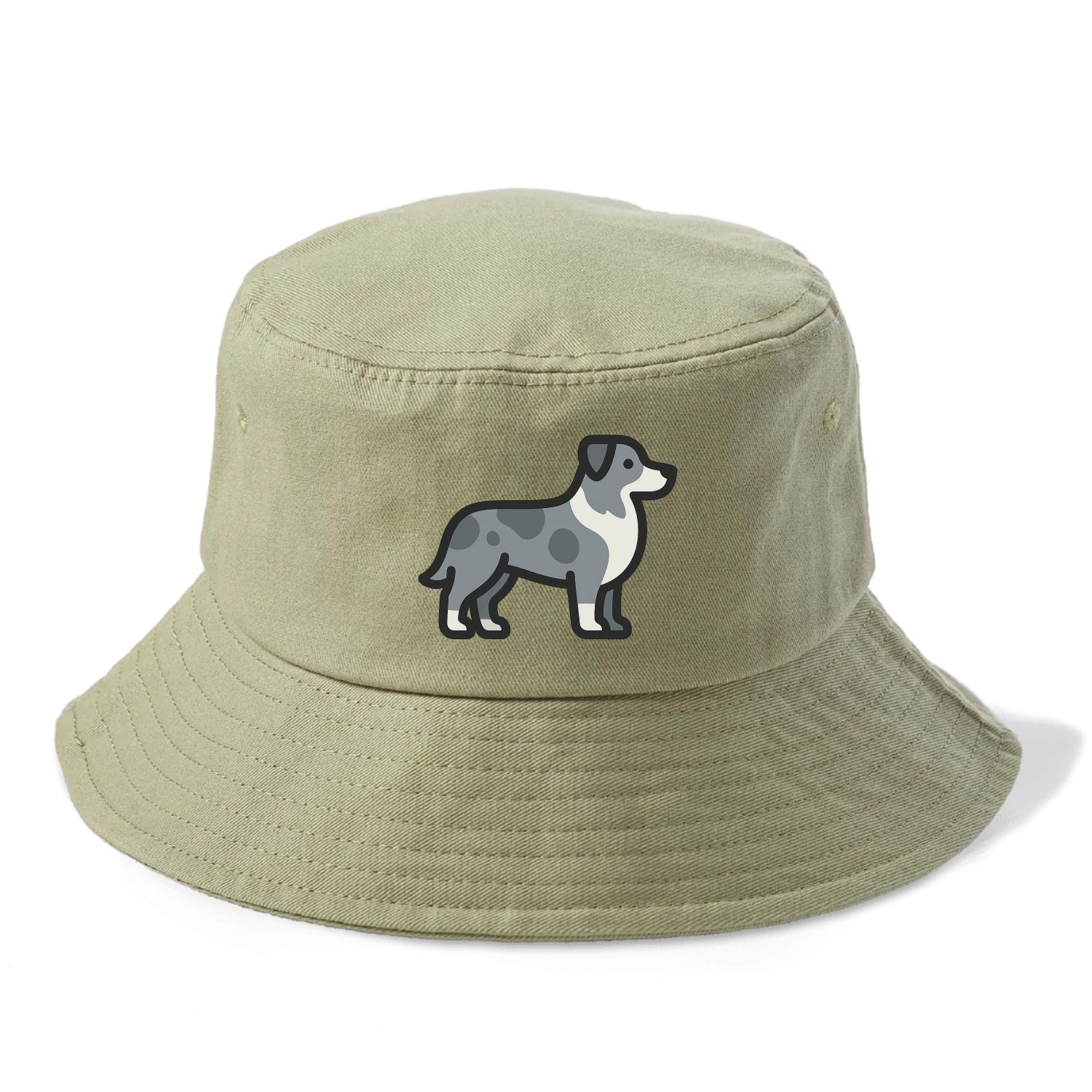 Australian Shepherd - Blue merle flat side profile - Bucket Hat - Army Green
