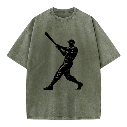 Baseball batter in full swing - Vintage T-shirt - Army Green