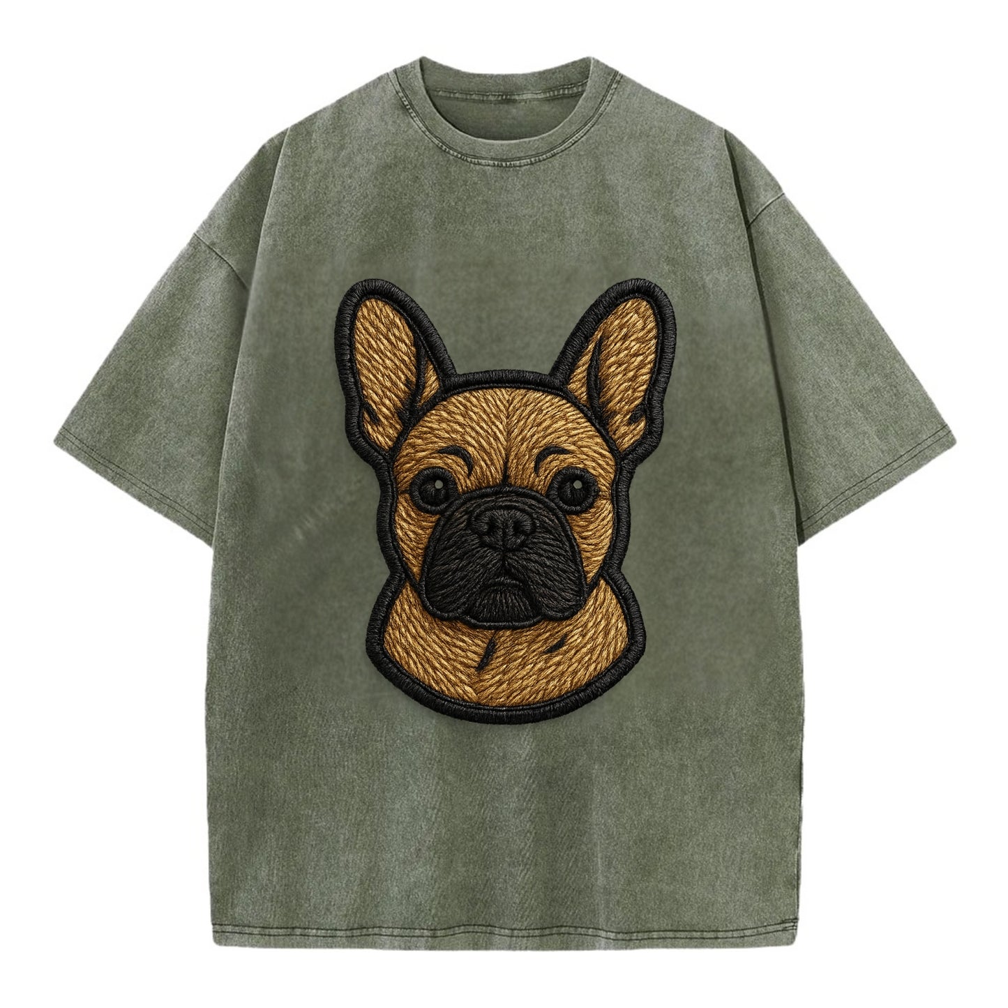 French Bulldog - Modern streetwear style - Vintage T-shirt - Army Green