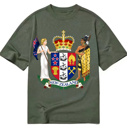 Coat Of Arms Of New Zealand - Classic T-shirt - Army Green