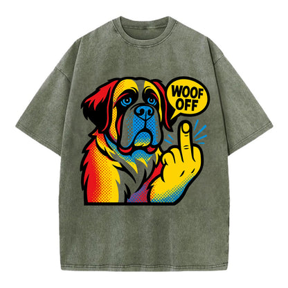 Saint Bernard with gentle giant face and droopy jowls, huge paw raised - Vintage T-shirt - Army Green