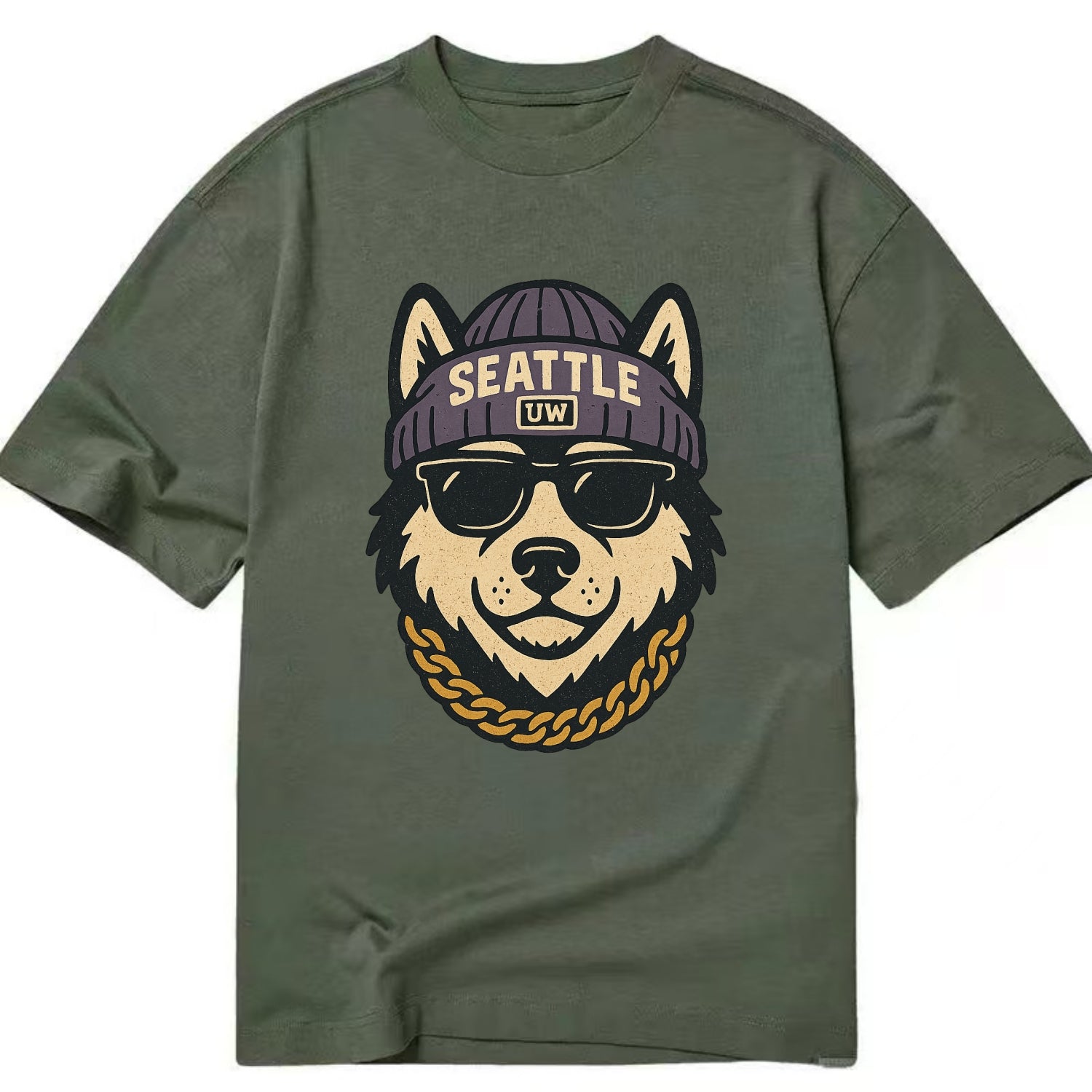 Seattle Husky - Classic T-shirt - Army Green