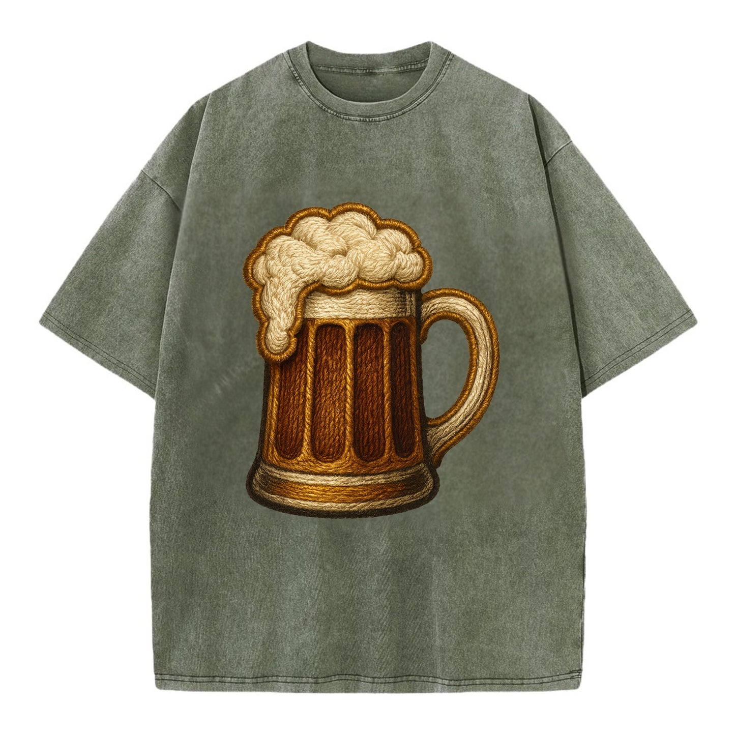 Beer Mug  - Vintage T-shirt - Army Green