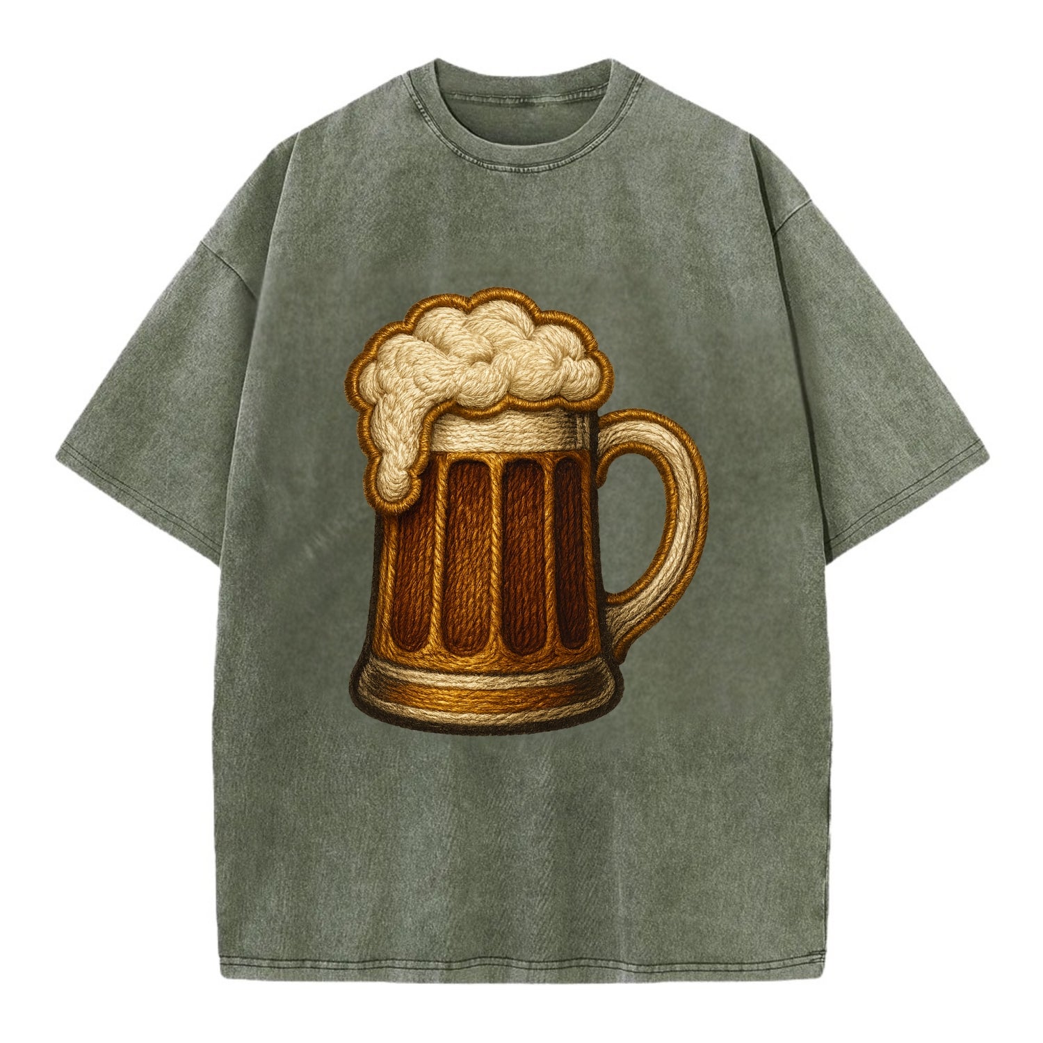 Beer Mug  - Vintage T-shirt - Army Green