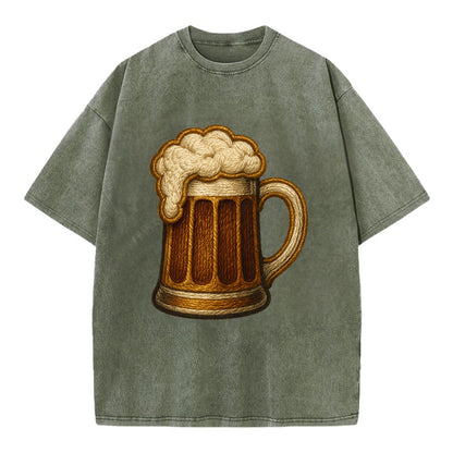 Beer Mug  - Vintage T-shirt - Army Green
