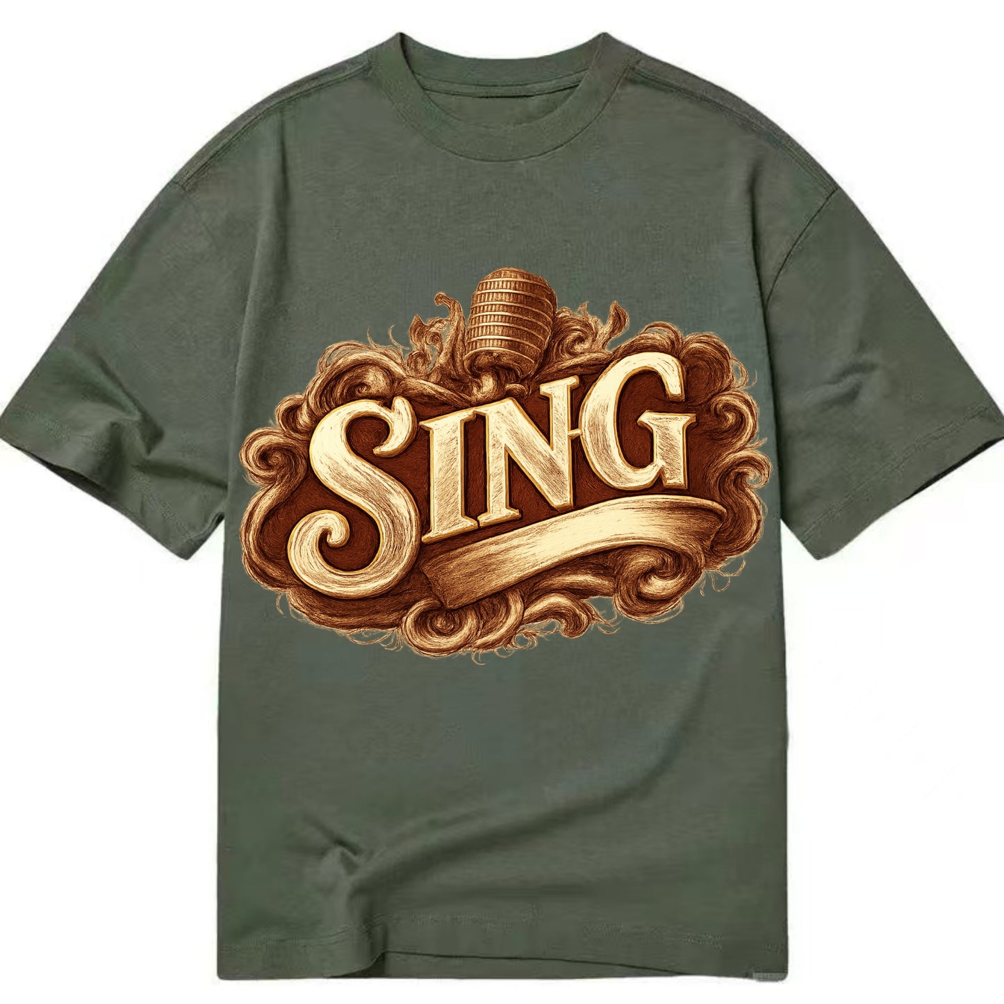 Bold typography design - "SING" - vocal expression, musical soul - Classic T-shirt - Army Green