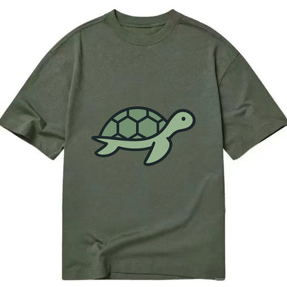 Sea Turtle - Green with shell pattern flat side profile - Classic T-shirt - Army Green